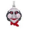 Verkoop van zirkoon sieraden ketting koperzirkoon vergulde zaag prachtige figuur clown hanger partij ketting3110986