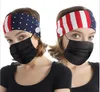 New Hair Accessories Sport Headbands For Women Mask Buttons Turban Stars and Stripes Headwear Bandeau Fillet scrunchie hair band DA430
