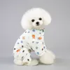 犬パジャマジャンプスーツシンプルかわいい小さなペット猫服ピーフアフアポメラニアン犬プリント服シャツのための子犬コート