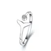 Anello in argento sterling 925 con coda di pesce, gioielli di moda, simpatici anelli con coda di sirena in cristallo, anello antico per donna