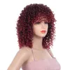 Parrucca riccia afro crespa nera mix rosso parrucche sintetiche per capelli afro naturali da donna