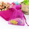 5x7cm 200pcs Drawable Hot Pink Organza Bag Favor Wedding Christmas Gift Bag Mini Charms Jewelry Packaging Bags Pouches Wholesale