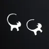 Boucles d'oreilles pendantes mignonnes en argent sterling 925 Boucles d'oreilles chat à longue queue créatives Bijoux animaux pour femme