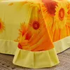 100綿エジプト4個の4個の美しい黄色い寝具セットの花ひまわりQueenフルグース布団カバーフラットシートとピローケース