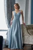 Modest Mother of the Bride Dresses with Beads Sheer Strap V Neck Wedding Guest Dress Floor Length Plus Size Formal Gowns