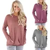 Women Round Collar Long Sleeve T Shirt Female Pocket Decoration T-shirts Loose Casual Tees Slim Tunic Tops With Pockets GGA2532