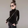 2018女性ベルベット暖かい半分タートルネックプルオーバーセーター新しいファッション秋韓国の長袖プルオーバーセーター
