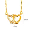 Клавидальная цепь подвеска двойное сердце крошечное цирконие 18k желтое золото заполнено романтическое обаяние женское кулон ожерелье подарок
