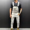 2019 High Street Pockets Jeans Men Fashion Slim Fit Denim Jumpsuits Modish Strap Overalls Casual Suspender Distressed Jeans Pant