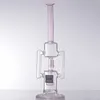 11.4 Inches Pink Oil Dab Rigs Glass Bong Hookahs Perc Bubbler Water Pipes Heady Percolator Portable