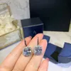 Wholesale- Diamond Link Classic Designer S925 Sterling Silver Big Square Zircon Charm Drop Earrings For Women Wedding Jewelry