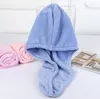 Bonnets de douche Magic Quick Dry Serviette de cheveux Microfibre Solide Superfine Séchage Turban Head Wrap Hat Caps Spa Salle de bains Caps Outils de bain D32