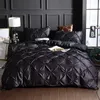 ファッションプリーツデザインの掛け布団寝具セットコートスタイルベッド羽毛布団カバーセットピローケースソリッドカラー寝具