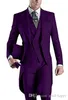 Turquoise/rose/blanc/noir/gris/gris clair/violet/bordeaux/bleu Tailcoat hommes fête garçons d'honneur costume en smoking de mariage (veste + pantalon + cravate + gilet)