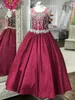 Borgonha Junior Pageant Vestido 2019 Little Rosie BallGown Gaseant Vestidos para Little Baby Long Strass Crystal Photo Real Crianças Vestidos formais