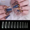 500pcs 10 storlekar Long Coffin Stiletto Nails Transparent Full Cover False Nail Tips ABS Ballet Fake Nails Ny design