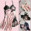 Women Sexy Sarongs Lace Lingerie Satin Sleep Dress Nightwear Babydoll Sleepwear Night Bikini Strap Cover Up