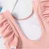 Barn badkläder tjejer enstycken bikini simma kepsar baby sommar ruffle baddräkt shaggy simma rompers surf beachwear baddräkter Ayp5492