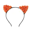 Fashion Party Cat Adorável Ear orelha de coelho Forma Faixa de Cabelo Flor Rose