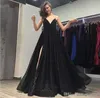 Custom Spaghetti Lace Long Split Lovertjes Prom Jurken 2022 Diepe V-hals Backless Sweep Train Formele Avond Feestjurken