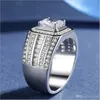 Mens Luxury Ring 925 Silver Plated Cz Diamond Men White Gold Rings Wedding Present Platinum Jewelry7512566