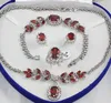 Nouveau style vente chaude femmes bijoux cristal rouge argent collier pendentif bague bracelet boucle d'oreille de mode bijoux de fête de mariage