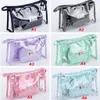 Fashion Waterproof Cosmetic Bag Women Portable Make Up Bag Dot Printed Travel Toiletry Bag Transparent Wash Bags 3Pcs/set Free Shipping