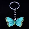 Kristall Tier Schmetterling Schlüsselanhänger Silber Mode Vintage Strass Schlüsselanhänger Ringe Schmuck Geschenk Auto Charms Halter Schlüsselanhänger für Frauen Mädchen