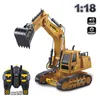 E3 Excavatrice télécommandée Digger, Boy RC Car Kid Electric Toys, 2.4G 10 Channels, 1:18 Scale, 680ﾰ Rotation, Simulation Sound Lights, for Birthday Christmas Gifts, 2-2
