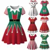 Vêtements de noël pour femmes, robe trapèze fantaisie, elfe du père noël, Costume Cosplay, col ras du cou, robe Empire 4596799