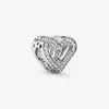 100% 925 Sterling Silver Sparkling Freehand Heart Charms Fit Original European Charm Bracelet Fashion Women Wedding Engagement Jewelry Accessories
