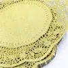 100 pieces pack New arrivals 12 inches gold colored round paper lace doilies cupcake bread placemats home dinner tableware2378