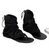 Vintage Men's Genuine Leather Roman Style T-strap Flip Flop Gladiator Sandals Lace Up Summer Sandals