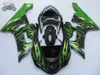 Juego completo de carenados para Kawasaki 2005 2006 ZX6R Ninja ZX 636 ZX 6R 05 06 ZX-6R, kits de carenado de motocicleta con llamas verdes, carrocería TV18