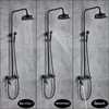 Black Rainfall Shower Set Single Handle Swivel Waterfall Spout Bath Shower Mixer Faucet Brass Hand Shower Height Adjustab3042582