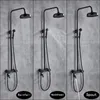 Black Rainfall Shower Set Single Handle Swivel Waterfall Spout Bath Shower Mixer Faucet Brass Hand Shower Height Adjustab