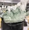 Acerca de 500g Raro Natural Verde Fantasma Cristal de Cuarzo Racimo Mineral Specimen338s