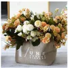 Fleurs en soie Fleurs artificielles œillets bouquent pour la fête des mères cadeau décorations pour la maison 11 têtes de fleurs bouquet d'œillets en soie