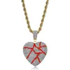 Iced Out CZ Bling Broken Heart Pendant Halsband Mens Hip Hop Micro Pave Cubic Zirconia Simulated Diamonds Halsband