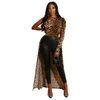 Kvinnors Blusar Sexiga Kvinnor Leopard Dot Long Blouse Shirt Puff Axel Tail Kvinnlig Stora Mode Lady Asymmetric Tops1