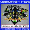 Karosserien + Tank für HONDA CBR 1000RR CBR 1000 RR 2008 2009 2010 2011 277HM.51 glänzend roter Rahmen CBR1000 RR 08 10 11 CBR1000RR 08 09 10 11 Verkleidung