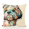 Painted Pillow Case Dog seat Cushion Cover Square pillowcase watercolor linen Throw Pillow Cover for Car Chair office sofa Home decorations