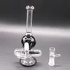 Mini Glass Bongs Oil Burner Water Bong Black Inline Perc Dab Rigs Ash Catcher Hookah med 14 kvinnliga skålar för rökning