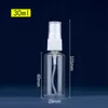 30 ml 투명 플라스틱 스프레이 병 1 oz 미 안개 빈 분무기 병 리필 할 수없는 투명한 여행 병 세면 도구 액체 컨테이너 여행용 화장품