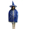 Halloween Cape Cosplay Dress Up Set Enfant Mascarade Satin Tissu Cinq Étoiles Cape Cape WCW745