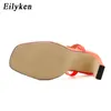 Eilyken zomer sexy schoenen oranje hiel sandalen vrouwen mode rugriem slippers vierkante hak 12 cm gladiator