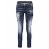 Kvinnor jeans n￶dst￤llda m￥lade dot mager fit rippade sten tv￤tt denim coola tjej jeans