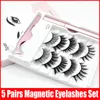 Magnetische vloeibare eyeliner magnetische valse wimpers tweezer set 5 magneet valse wimpers set lijm make-up tools 5 pairs wimper set