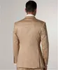 Side Vent Two Buttons Khaki Groom Tuxedos Notch Lapel Men Suits 2 pieces Wedding/Prom/Dinner Blazer (Jacket+Pants+Tie) W825