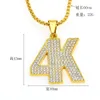 Mens Hip Hop Liga 4K Forma Pingente Colar de Ouro Completo Diamante Pingente Colares de Alta Qualidade Jóias Chain Cubana